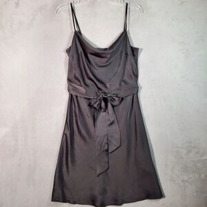 Express Y2K Mini Slip Dress Size S Black Tie Waist Sexy Goth Dark Fairy Cocktail